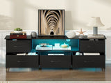 140cm Black LED TV Cabinet Entertainment Unit with Power Outlets LSB-59320