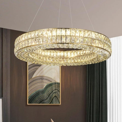 BAMDECOR C3332/1 Round Luxury Crystal Chandelier Modern LED Crystal Chandelier LED Ring Pendant V255-BAM-C3332/1-80