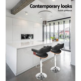 Artiss Bar Stools Gas Lift Leather w/Armrest Black BA-TW-8006A-BK