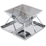 Foldable Stainless Steel Charcoal BBQ Grill with Carry Handle for Camping, Picnics, Beach Trips and V1189-LC-HW-00363
