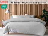 Accessorize Grey 400TC Grey Bamboo Cotton Double Stitched Quilt Cover Set Single V442-HIN-QUILTCS-BAMBOOCOTTON-GREY-SB