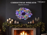 Christabelle 61cm Alpine Snow Christmas Wreath Pre Lit Multi Function LED Timer Pinecone Front 112_WFLAS61