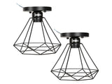 Ceiling Light Cage Guard Cover with Lamp Holder Base Vintage Industrial Style for E27 Bulbs V1294-YM0523-3119220032811