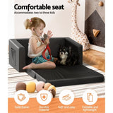 Keezi Kids Sofa 2 Seater Children Flip Open Couch PU Leather Armchair Black KID-SOFA-BK