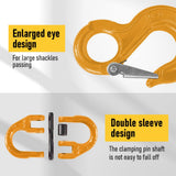 2SET 3.15T Sling Hook Heavy Duty Hammerlock/Slip Hook Kit With Swivel Winch & Safety Latch- Yellow V1181-SH-315T-YE