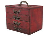 Jewelry Box Chinese Vintage Case 4 Drawer Wood Oriental Compact Ample Capacity Versatile Storage V1294-YM0710-3117230360411