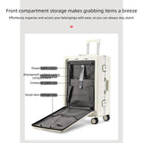 20 Inch Front Opening Carry On Luggage, Aluminium Frame Hard Shell Suitcase with Spinner Wheels, TSA V1265-YY-274