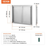 VEVOR BBQ Access Door, 787x609 mm Double Outdoor Kitchen Door, Stainless Steel Flush Mount Door, V952-SMABSCJMYS31WSG92V0