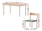 Artiss Dining Table and Chairs Set of 5 Compact Kitchen Furniture Natural Light Green DSET-U-5279-GN