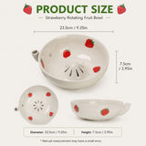 Berry Bowls With Holes Ceramic,berry Washing Bowl Auto-Spin Swirl Drainage Berries, Grapes, Vanilla, V1107-122-07702-BEG