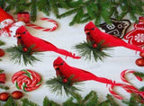 10PCS Red Cardinal Birds Clip on Pine Branche -Christmas Realistic Feathered Birds with Clip for V1369-AZ3-W-12423