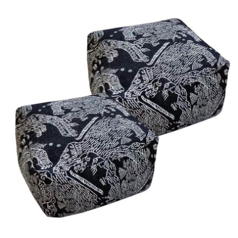 SOGA 2X 55x30cm Black Squared Soft Pouffe Seat Cushion Elegant Home Accent Dcor Stylish Footstool POUFFE640X2