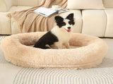 Fluffy Donut-Shaped Pet Bed- Soft, Cozy, and Anti-Anxiety for Dogs and Cats, Machine Washable Light V888-ELOSUNG10232