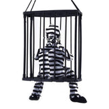 Halloween Scary Screaming Animated Skeleton Cage Prisoner with Light Up Eyes Haunted House Props V1294-YM0717-10352302