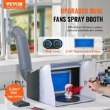 Airbrush Spray Booth, Portable Hobby Airbrush Paint Spray Booth Kit with 4 LED Light, Powerful Dual V952-PBSPQF404633C9KMSV3