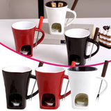 Multi-Functional Ceramic Fondue Mug with Heating Element, Heat Melting Cup for Cheese and DIY V1192-AZ-W-32120