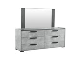 Queen 4 Pcs Bedroom Suite with Dresser Fabric Upholstery MDF Combination of Black & Cement Colour V43-BDS-COP-4PC-DRS