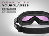 OutdoorMaster OTG Ski Goggles - Over Glasses Ski/Snowboard Goggles for Men, Women & Youth - 100% UV V1168-LF-B1PM-RJRC