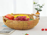 Rustic Woven Storage Basket Light Yellow Wooden Handles Kitchen Bathroom V1192-AZ-W-25283