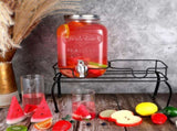 Metal Beverage Dispenser Stand for Parties Double Drink Stand Dispenser Holder Stand for Glass Jar V1258-DP02-C-2819