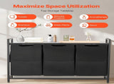 3 Section Laundry Sorter, Large Laundry Hamper with Metal Frame and Wooden Tabletop, Freestanding V952-XYLEKJSMCLS1B584D001V0