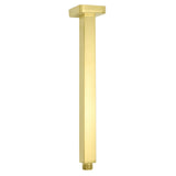 Brushed Gold Square 12" Rainfall Shower Head 30cm Ceiling Dropper Extension Arm Set V1233-A502300GKSS112G