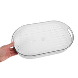 Household Transparent Oval Tea Tray with Draining Function Reusable Pet Material V1370-AZ4-09663