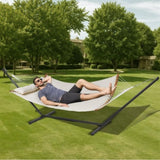 Two Person Hammock with Stand Included, Double Hammock with Curved Spreader Bar and Detachable V952-HFDCMBSCSTXHSCU1GV0