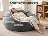 Artiss Bean Bag Chair Cover Soft Faux Fur Beanbag Cover Large Round Stuffed Animal BD-COVER-ROUND-GR