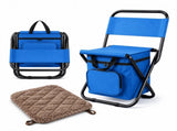 3-in-1 Blue Large Portable Folding Camping Chair with Zippered Cooler Bag and 35*35cm Thick Plush V888-ELOSUNG52305