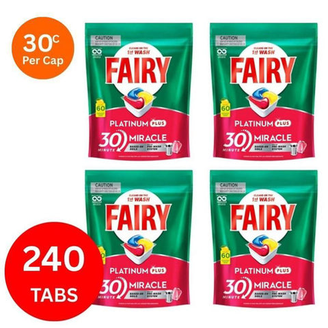 Fairy Platinum Plus x 240 Lemon Dishwasher Tablets FAIRY-80782496X4