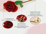 Gold Dipped Rose 24k Red Gold Plated Rose - Everlasting Long Stem Real Rose Exquisite Holder, V1366-AZ2-W-02440