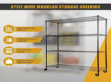 Modular Wire Storage 120x60cm Steel Shelving Chrome With Wheels For Garage Warehouse Or Kitchen V63-841341