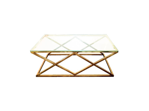 Alsea Coffee Table Gold Base - Clear Glass V292-CT-BEV-GOLDBASE-CLEARGLASS