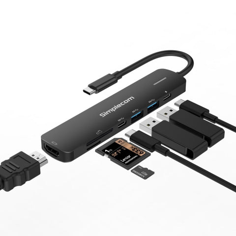 Simplecom CHT570 USB-C SuperSpeed 7-in-1 Multiport Hub Adapter HDMI 2.0 Docking Station V28-CHT570