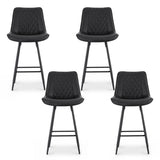 Artiss 4x Bar Stools Kitchen Dining Chair Counter Stool Diamond PU Leather Black BA-K-799-BKX4