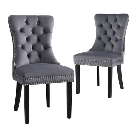 1 Set of 2 Artiss Dining Chairs Grey Velvet UPHO-C-DIN-1061-GYX2