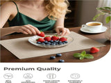Beige Placemats Set of 6 - Heat Resistant Non-Slip Place mats for Dining Table, Washable Durable PVC V1258-DP02-C-1304