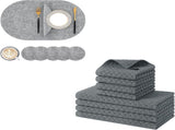 Homaxy Round Faux Leather Placemats and Coasters, Washable Dual-Side Table Mats and 100% Cotton V1258-DP02-F-132
