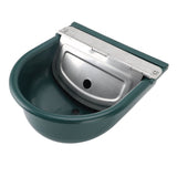 Livestock Water Bowl Trough Drinking Dispenser Farm Feeder Plastic with Iron Lid Float Ball Green V1294-YM0901-3111250020511