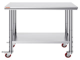 Stainless Steel Work Table 36x24 Inch with 4 Wheels Commercial Food Prep Worktable with Casters V952-SYGZT36X24INDJL01V0