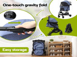 i.Pet Pet Stroller Pram Gravity Folding Dog Cage Large Travel Pushchair 4 Wheels PET-STROLLER-110G-BL