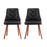 1 Set of 2 Artiss Dining Chairs Black PU DINC-TW-2004-PU-BKX2