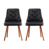 1 Set of 2 Artiss Dining Chairs Black PU DINC-TW-2004-PU-BKX2