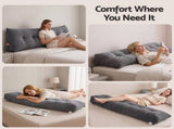 Giselle Headboard Pillow for Sitting in Bed, Upgraded Shredded Foam Reading Wedge Cushion for Lumbar HBP-WAVBTN-COR-GY-K