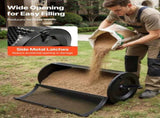 Compost Spreader, 91 cm Wide Peat Moss Spreader with Push/Tow Handle, 4 Heights Adjustable, V952-GTSBJHSFMTCGFONO4001V0