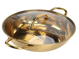 Hot Pot 30.3cm Diameter 304 Stainless Steel Rust Proof Separate Design Mandarin Duck PotGold V1294-YM0714-3118210298711