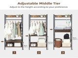 Rustic Wooden Clothes Garment Rail Open Hanging Display Shelf Shoe Rack Entryway V767-JJ-ZY728