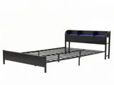 Artiss Bed Frame Single Size with Storage Shelf Headboard Charging Station GRID MBED-D-GRID-S-BK
