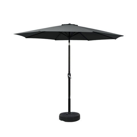 Instahut Outdoor Umbrella 2.7m Base Beach Pole Garden Tilt Sun Patio UV Black UMB-POLE-27-TIL-BASE-BK